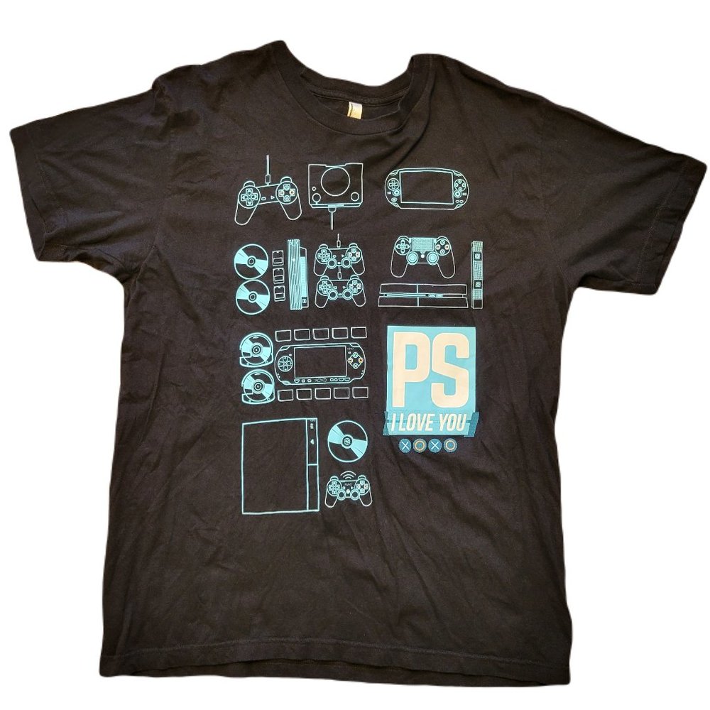 American Apparel PS I Love You PlayStation Black T-Shirt Men's Size XL